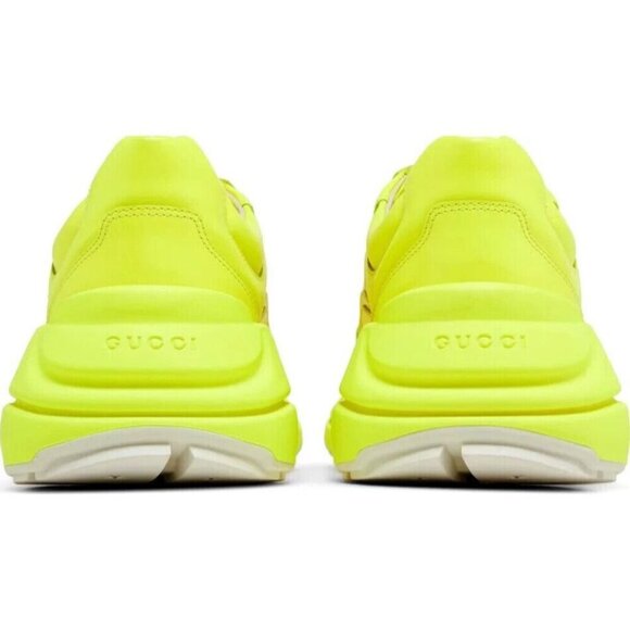 Gucci Rhyton Leather Sneaker US 12.5 46 Mens Fluorescent Neon Yellow - Picture 13 of 14